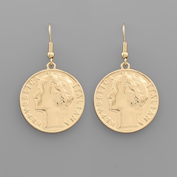 Coin Fish Hook Earrings - Picture 1 of 1